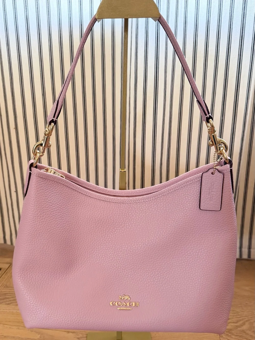 Coach Pebbled Leather Laurel Shoulder Bag in Carnation Pink